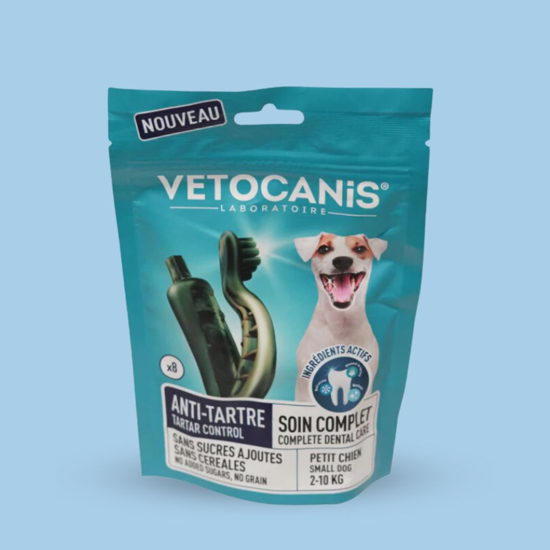 Friandises anti-tartre sans sucres sans céréales pour petit chien VETOCANIS
