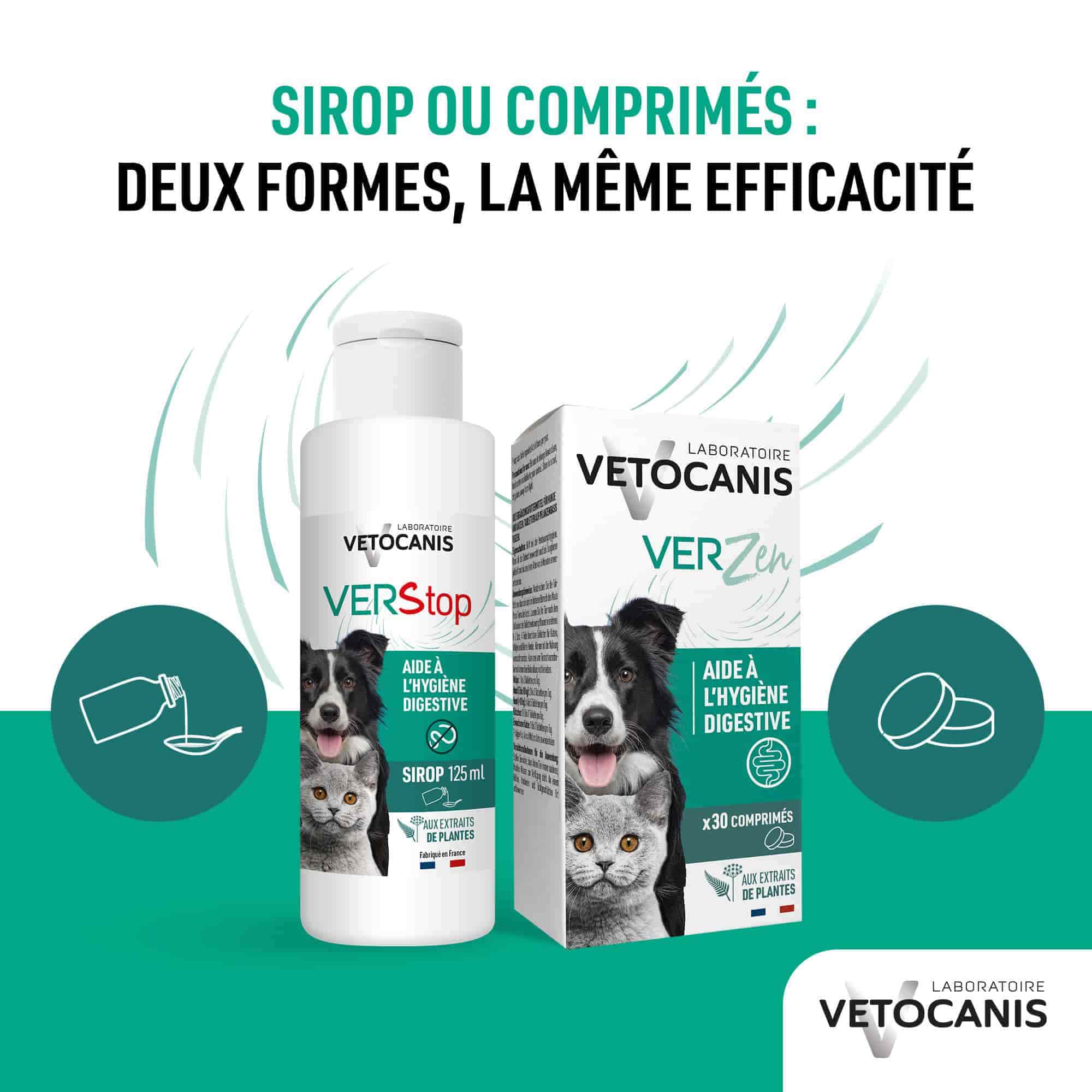 Gamme sirop et comprimés contre les vers pour chien et chat