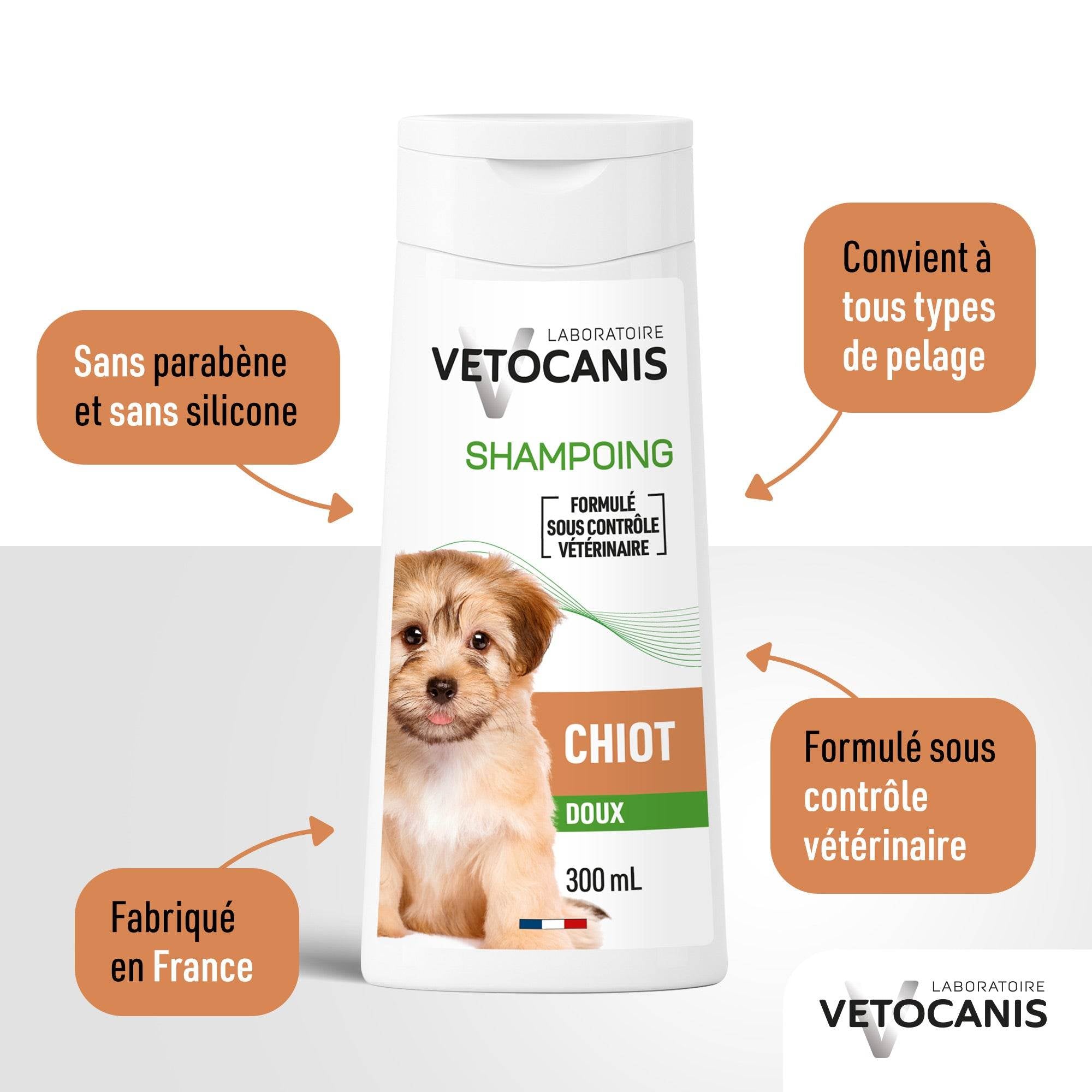 Bienfaits et avantages shampoing doux pour Chiot Vetocanis