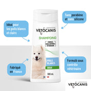 Bienfaits et avantages Shampoing doux poils blancs pour chien Vetocanis