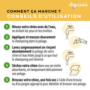 Conseils d'utilisation du shampoing doux poils longs pour chien Vetocanis 