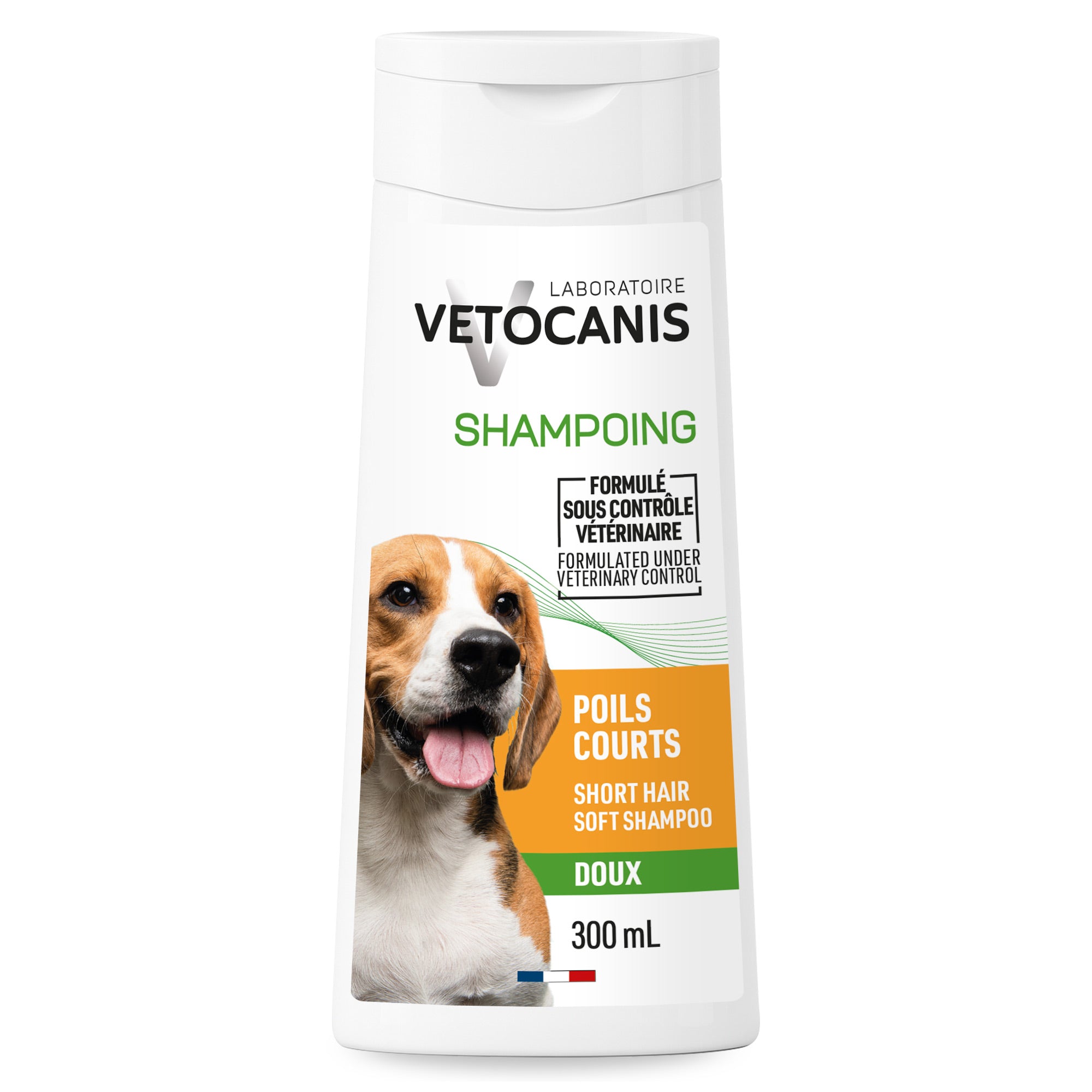 Shampoing doux pour chien aux poils courts Vetocanis en anglais