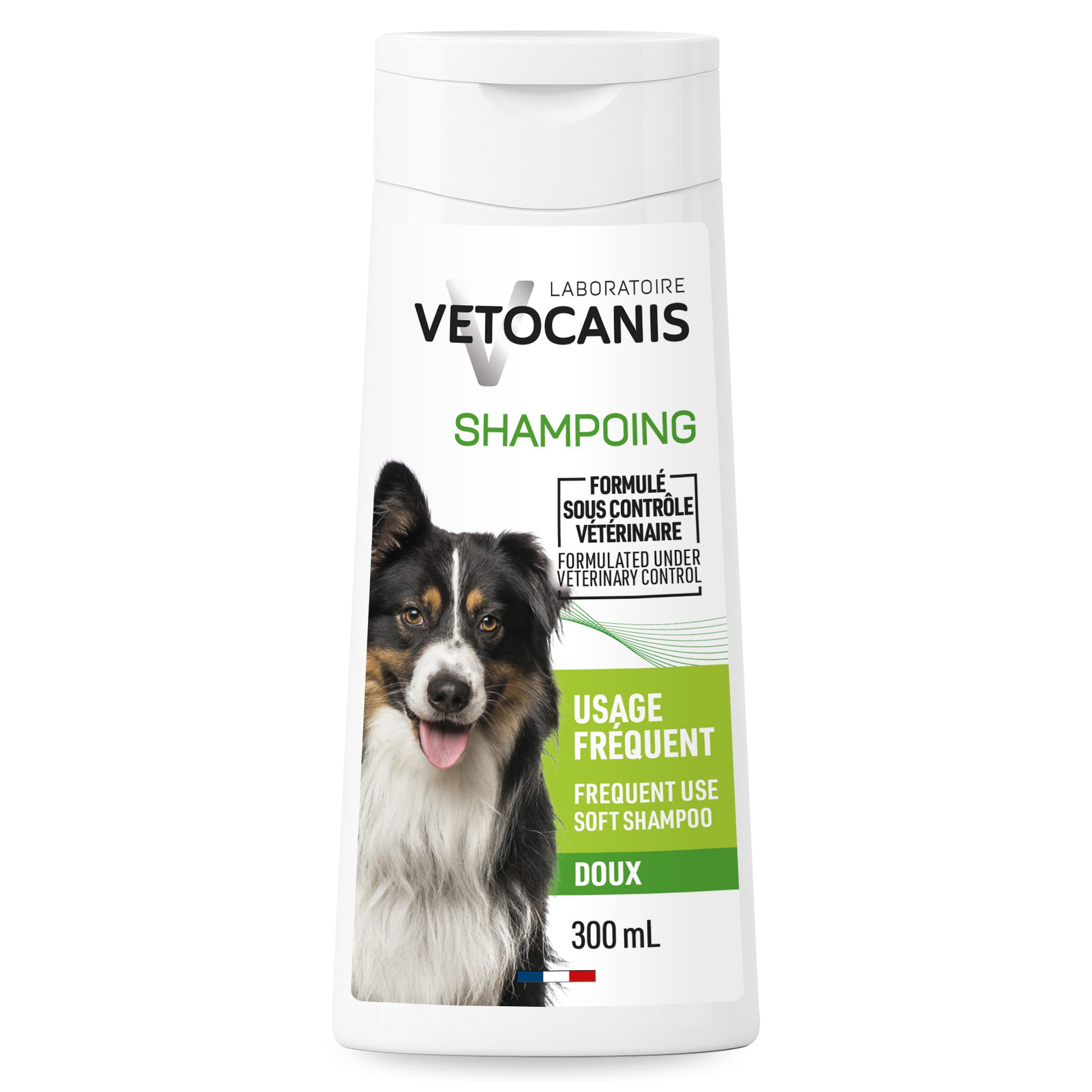 Shampoing doux usage fréquent pour chien Vetocanis en anglais