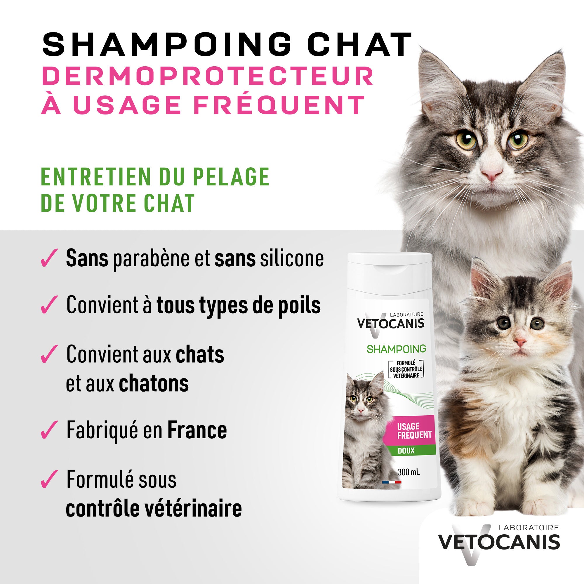 Shampoing Usage Fréquent pour Chat, à la Fleur de Lotus