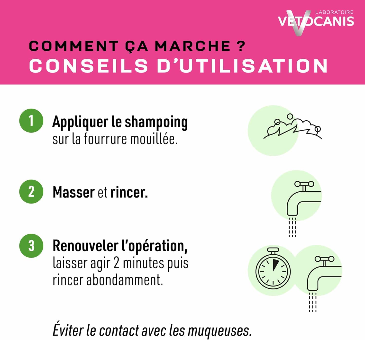 Conseils d'utilisation du shampoing doux usage fréquent pour chat Vetocanis
