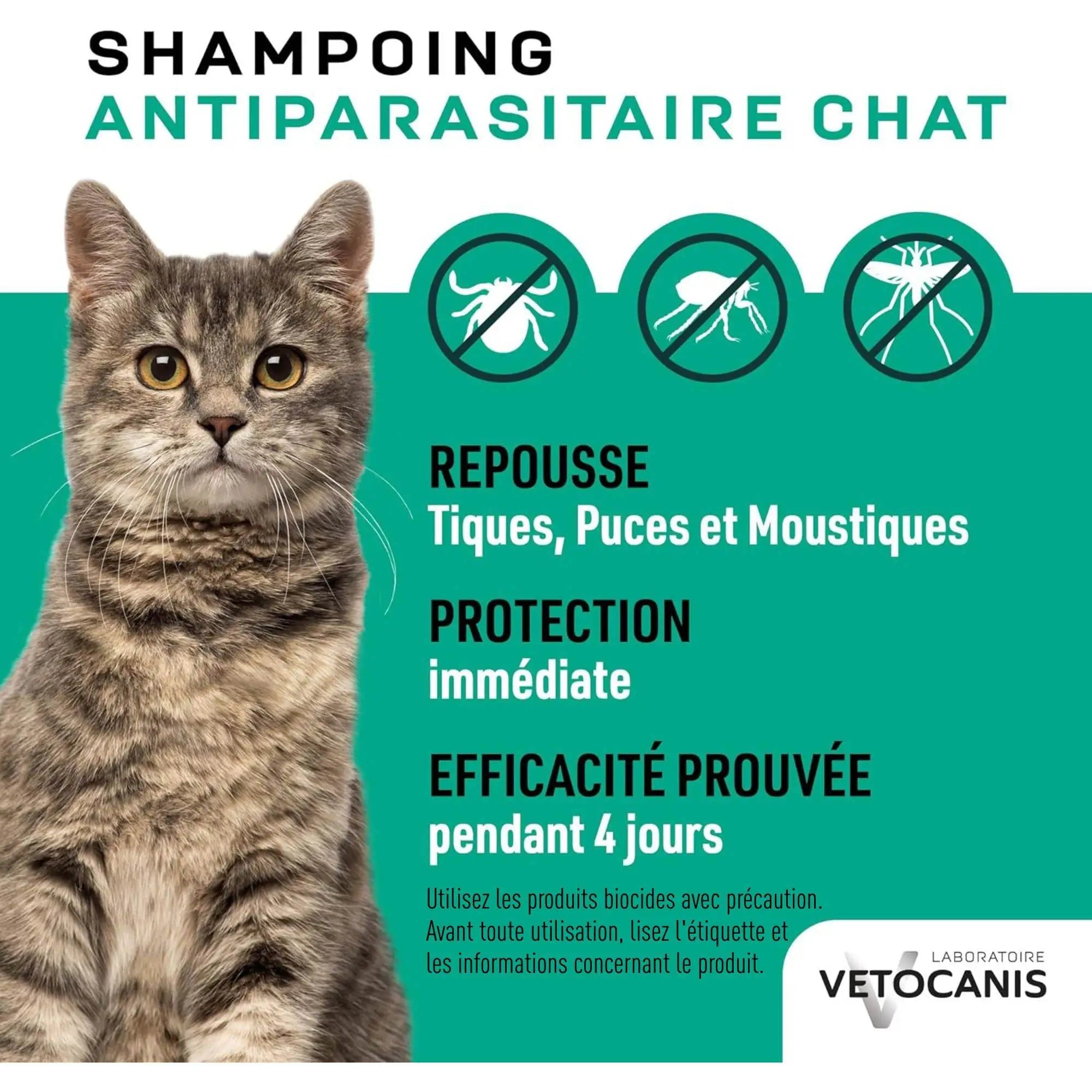 shampoing antiparasitaire protection contre tiques, puces et moustiques