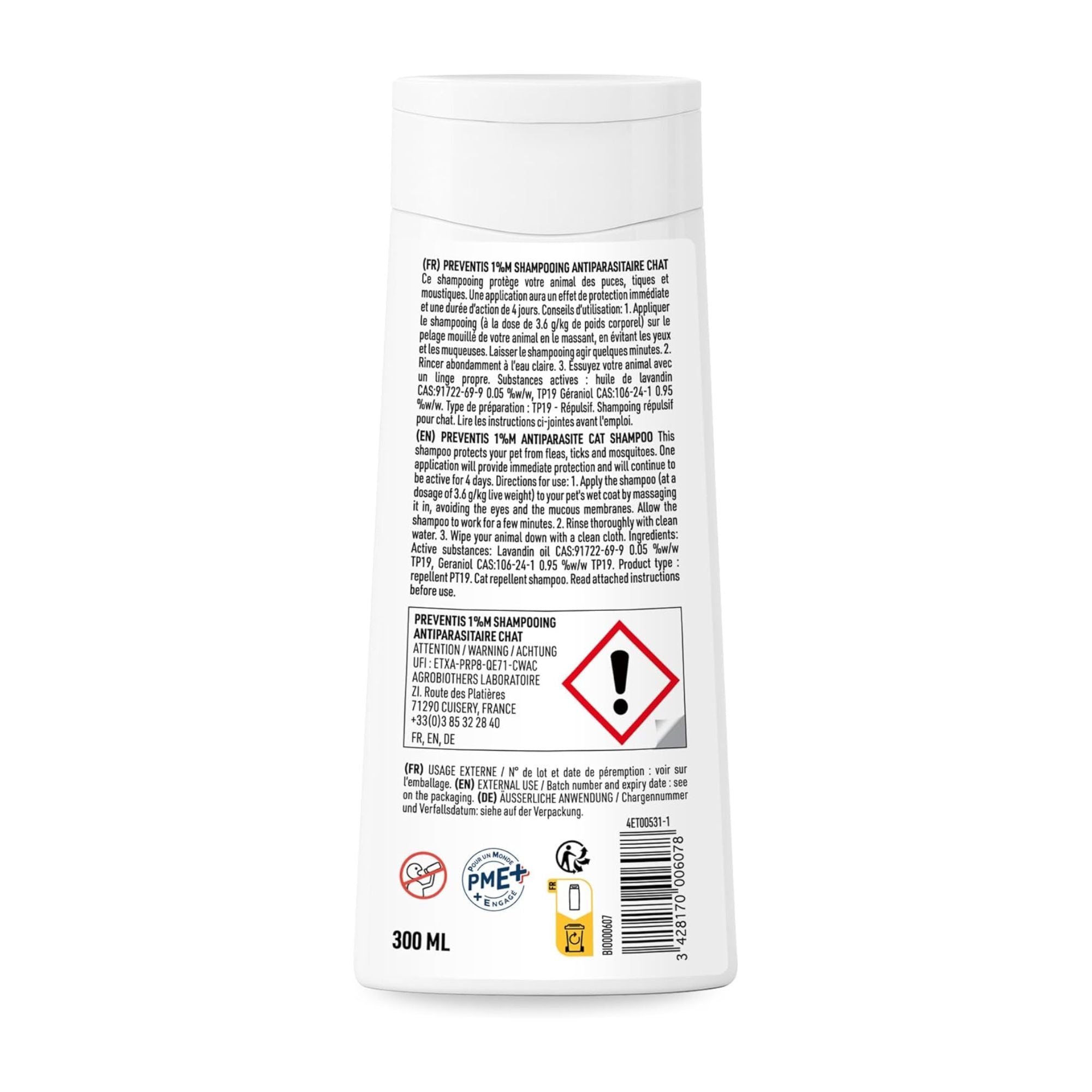 shampoing antiparasitaire chat infos arrière produit