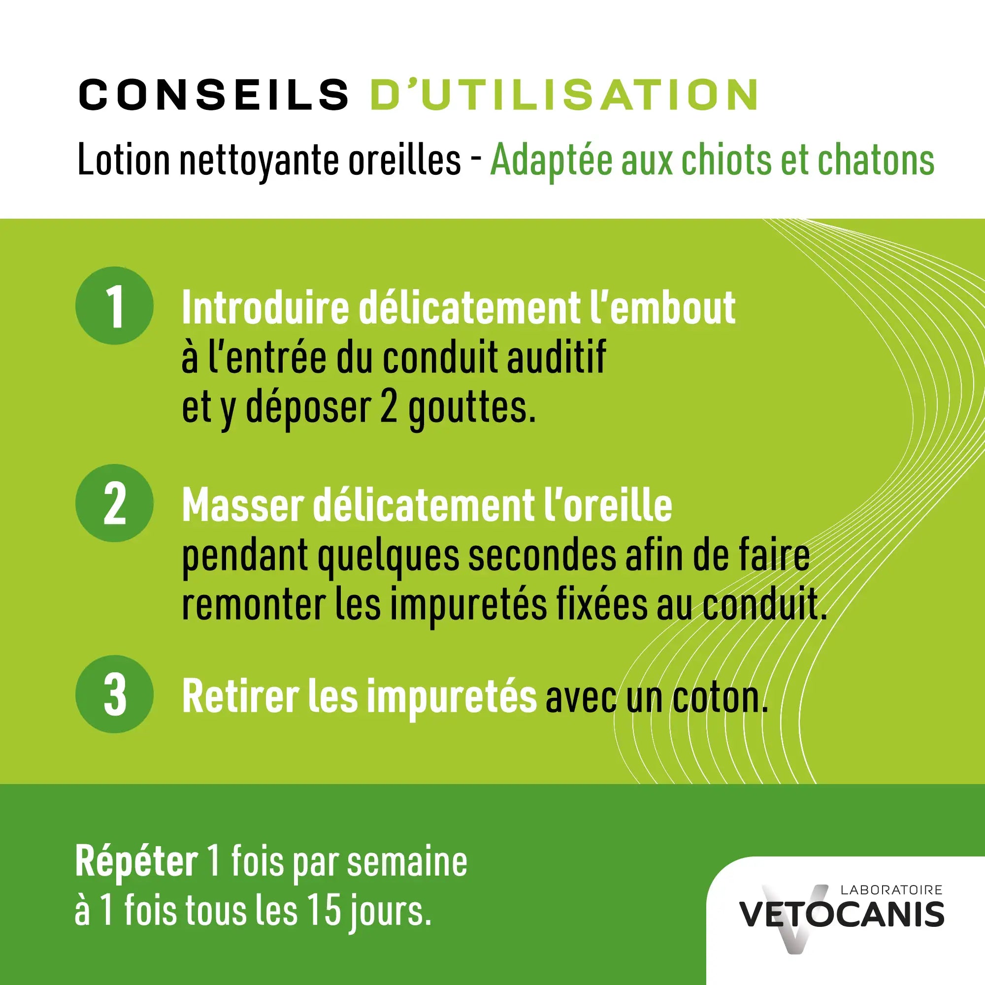 Conseils d'utilisation lotion nettoyante oreilles chien chat chiot et chaton