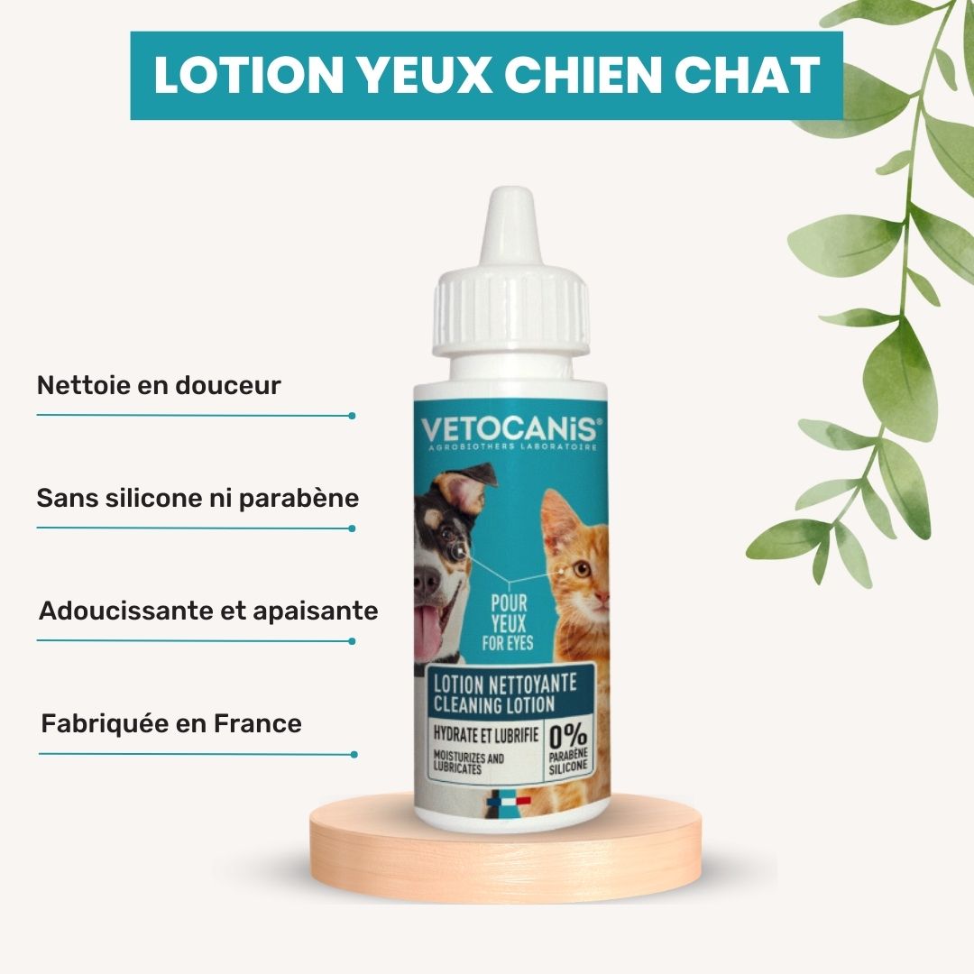 lotion nettoyante yeux  chien chat VETOCANIS