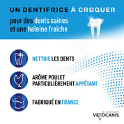 Dentifrice à croquer pour avoir des dents saines et une halaine fraîche arôme poulet petits chiens et chats