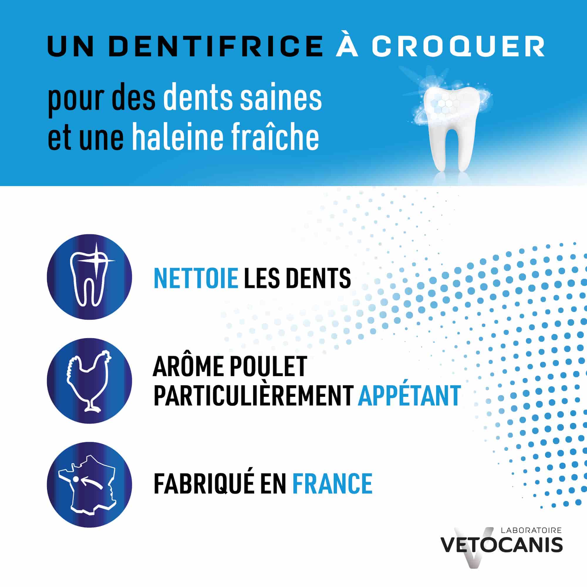 Dentifrice à croquer arôme poulet pour nettoyer les dents