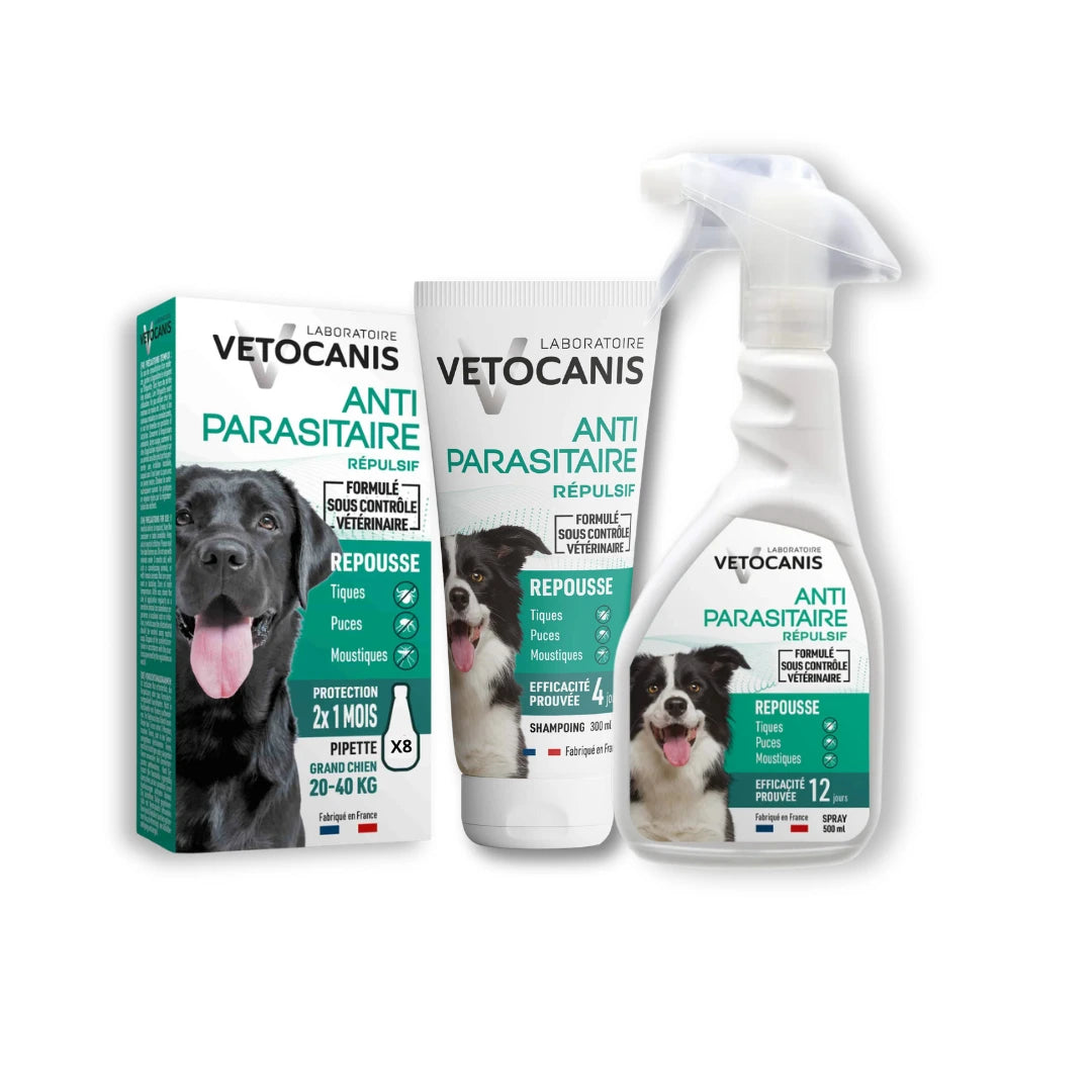 Kit pack 3 produits antiparasitaires externes grand chien Vetocanis