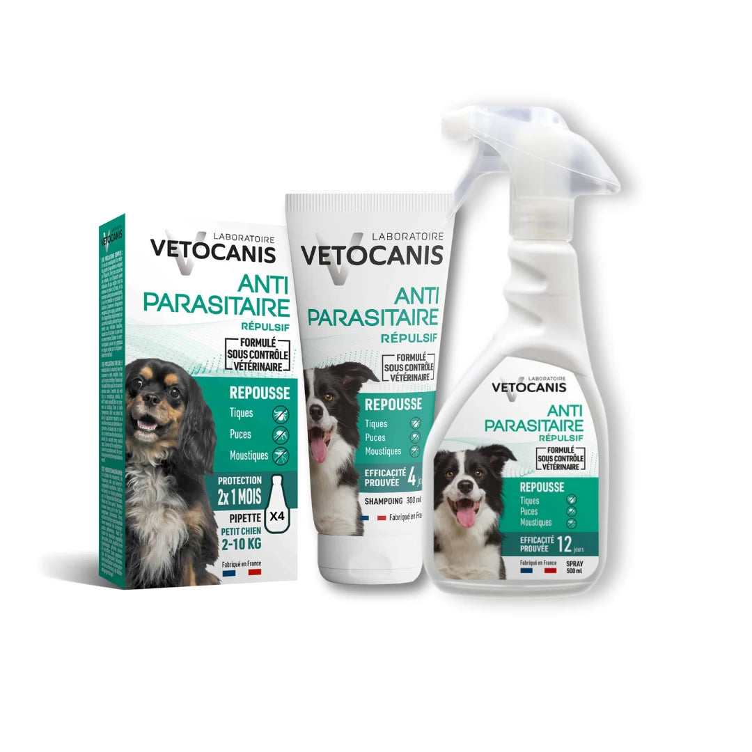 Kit pack 3 produits antiparasitaires externes petit chien Vetocanis
