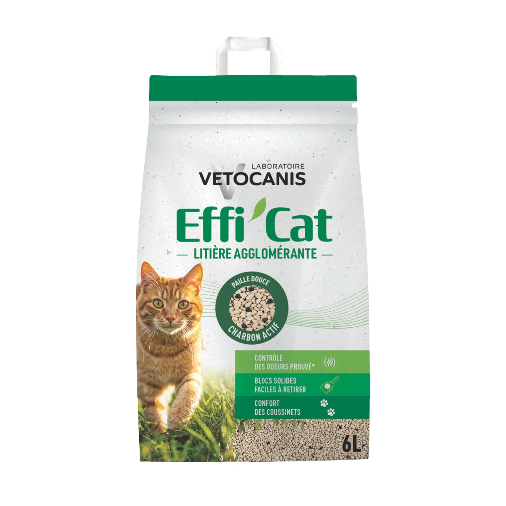 Litière agglomérante au Charbon Actif