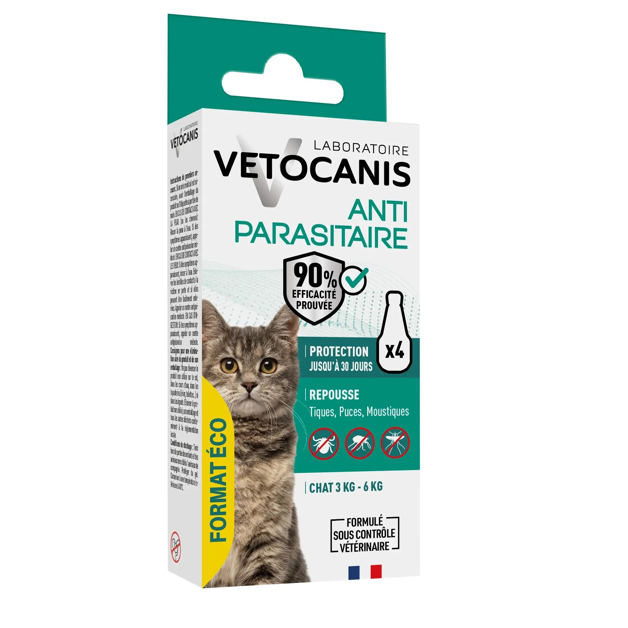 Pipettes Anti-Parasitaire, Anti-Puces Anti-Tiques Anti-Moustiques Répulsives pour chat 