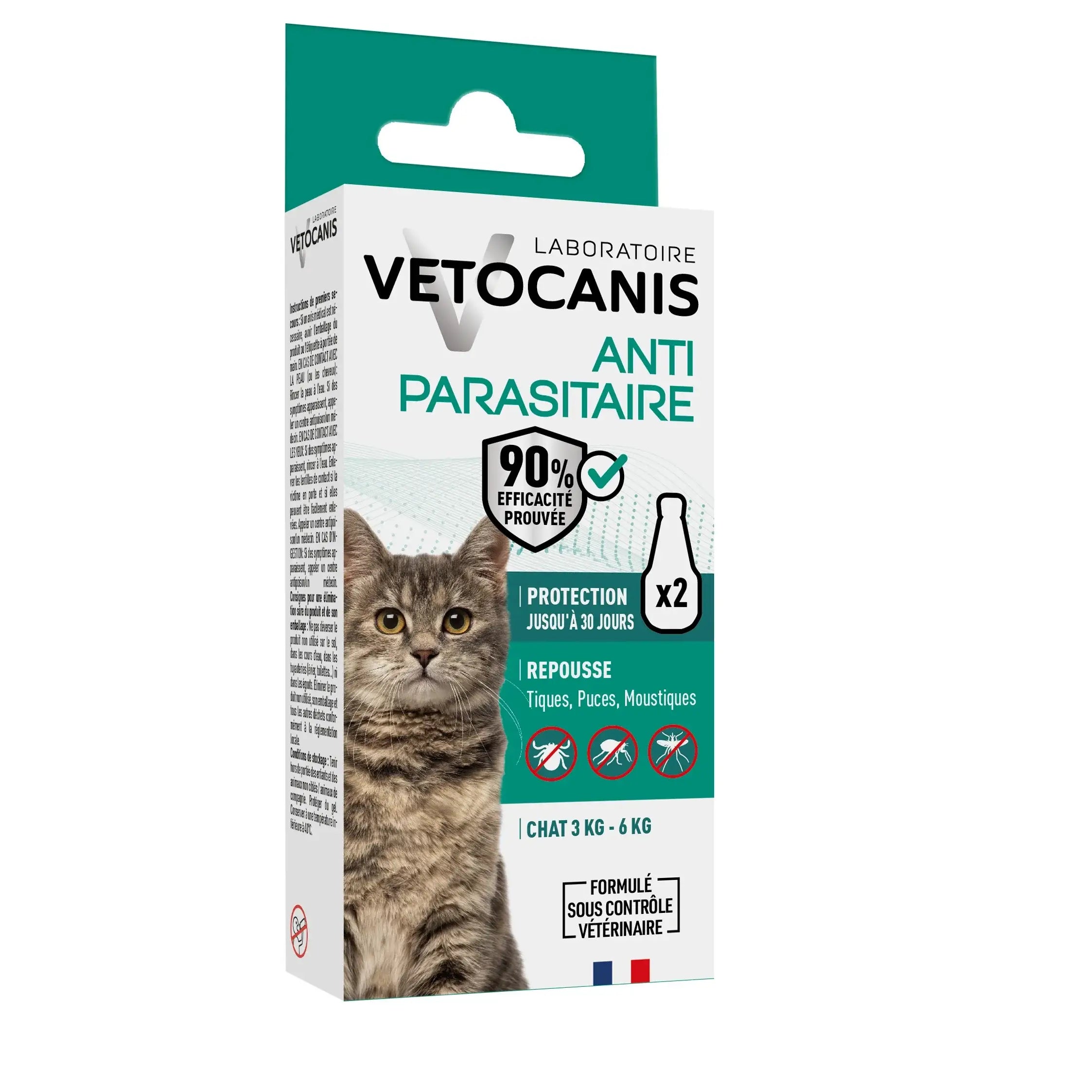 Pipettes Anti-Parasitaire, Anti-Puces Anti-Tiques Anti-Moustiques Répulsives pour chat