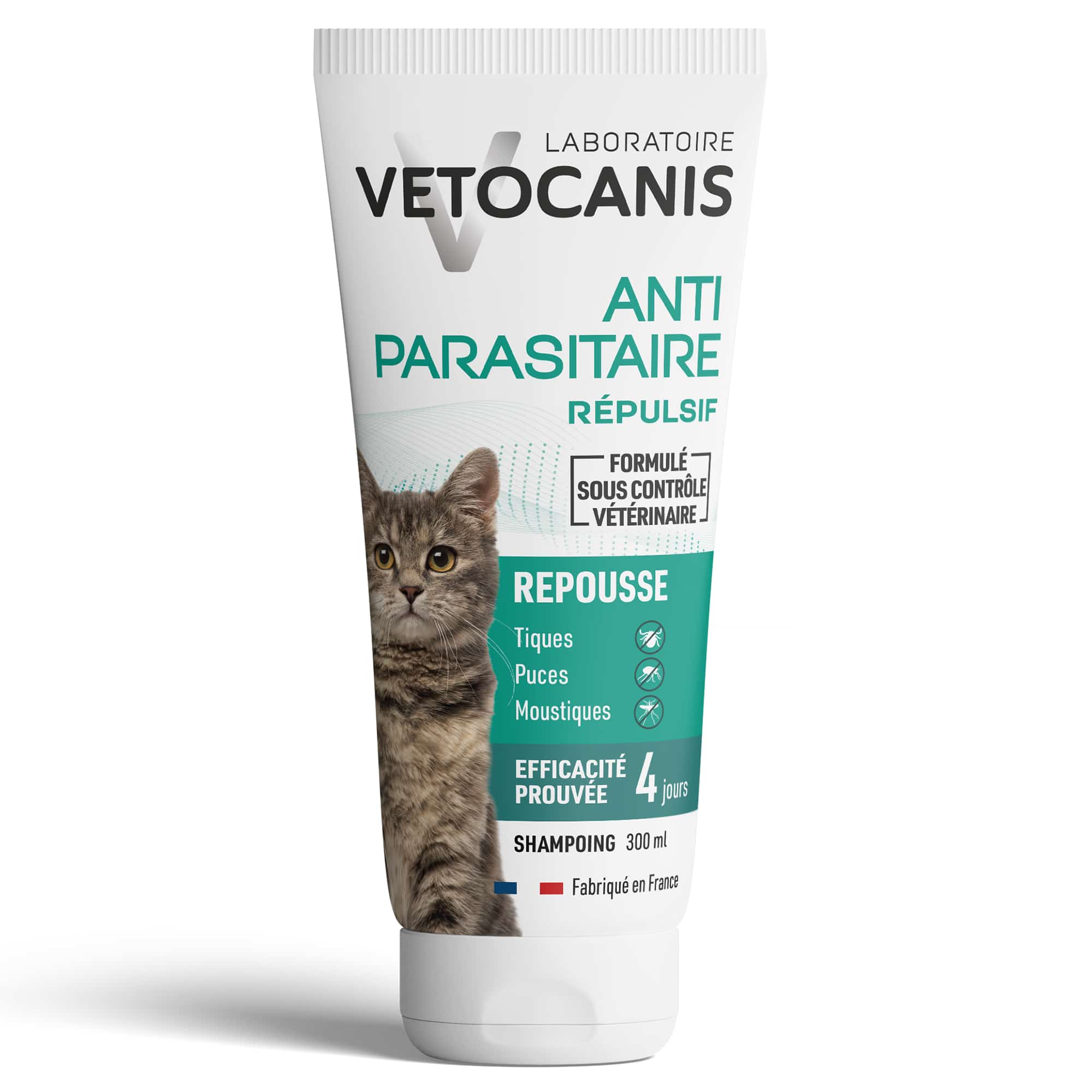 Shampoing anti parasitaire répulsif  tiques, puces et moustiques pour chat