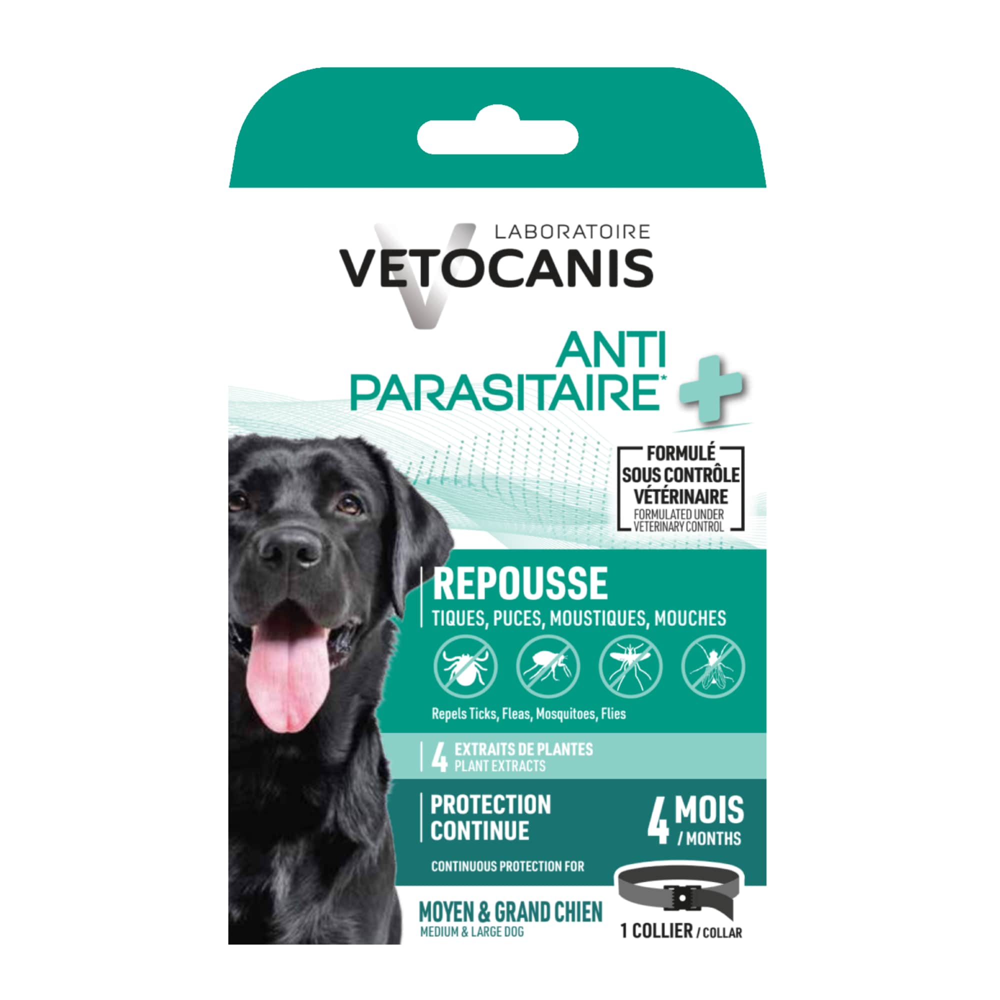 collier antiparasitaire grand chien tiques puces moustiques mouches  
