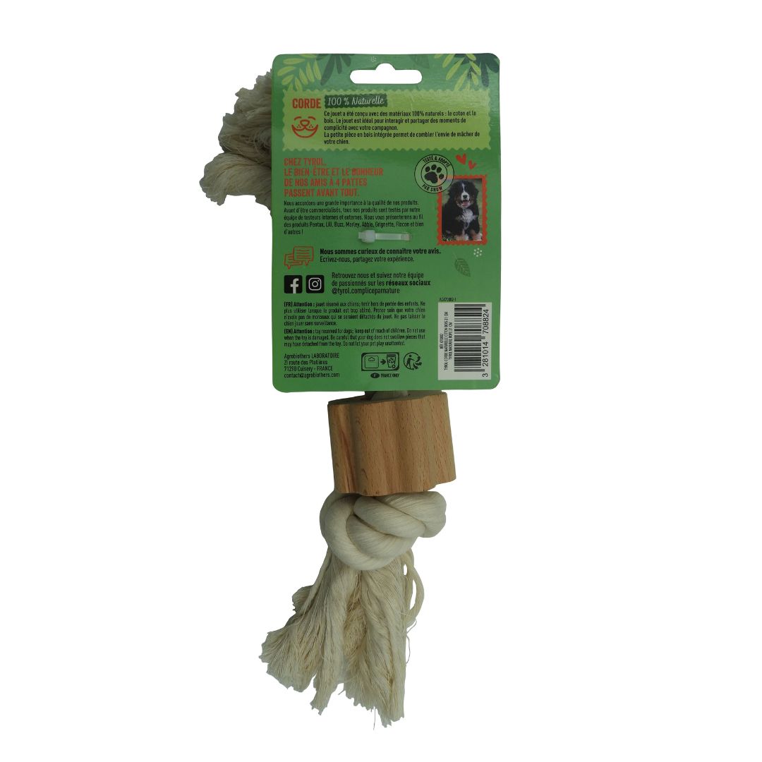 Jouet corde en bois et coton pour Chien