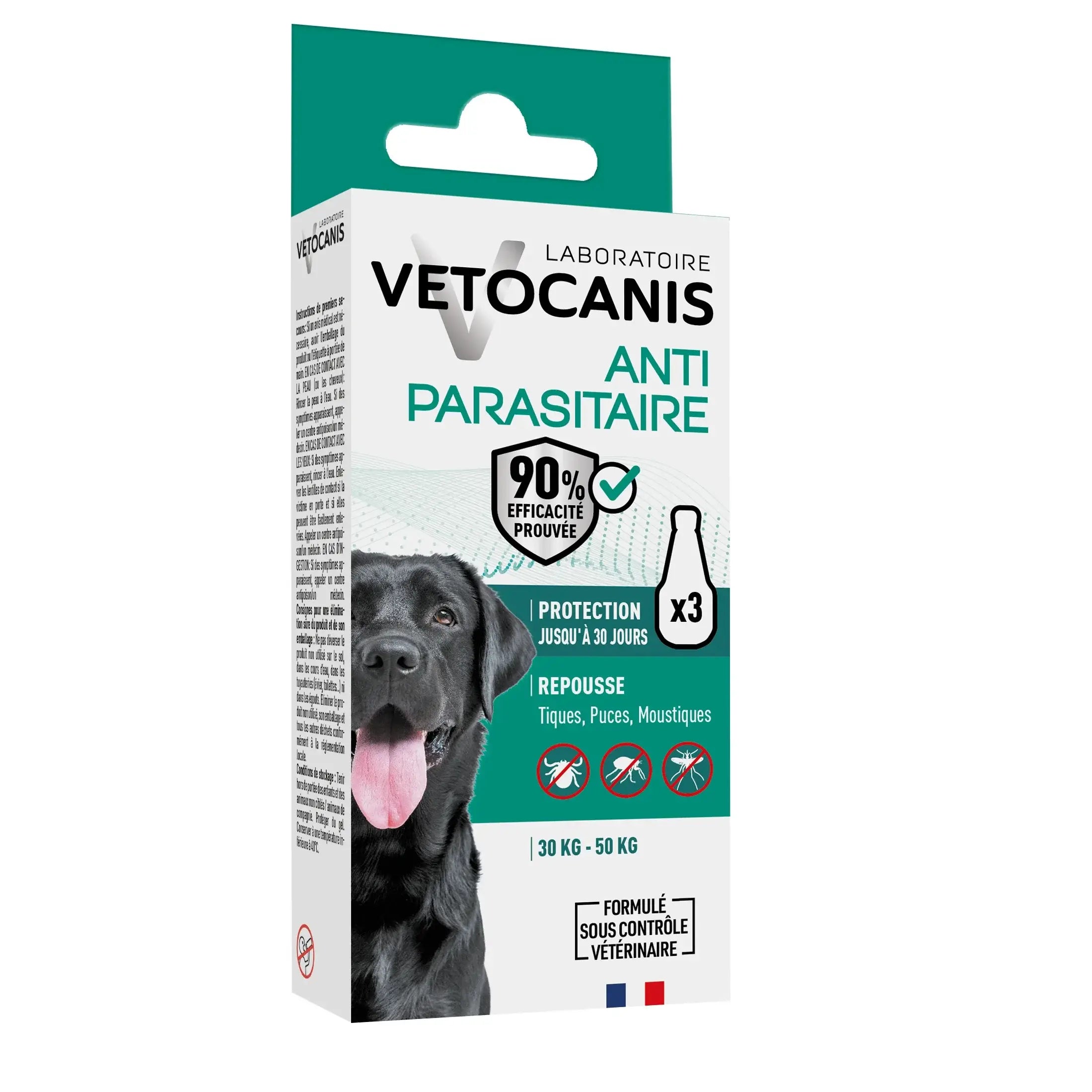 Pipettes Anti-Parasitaire, Anti-Puces Anti-Tiques Anti-Moustiques Répulsives pour grand chien