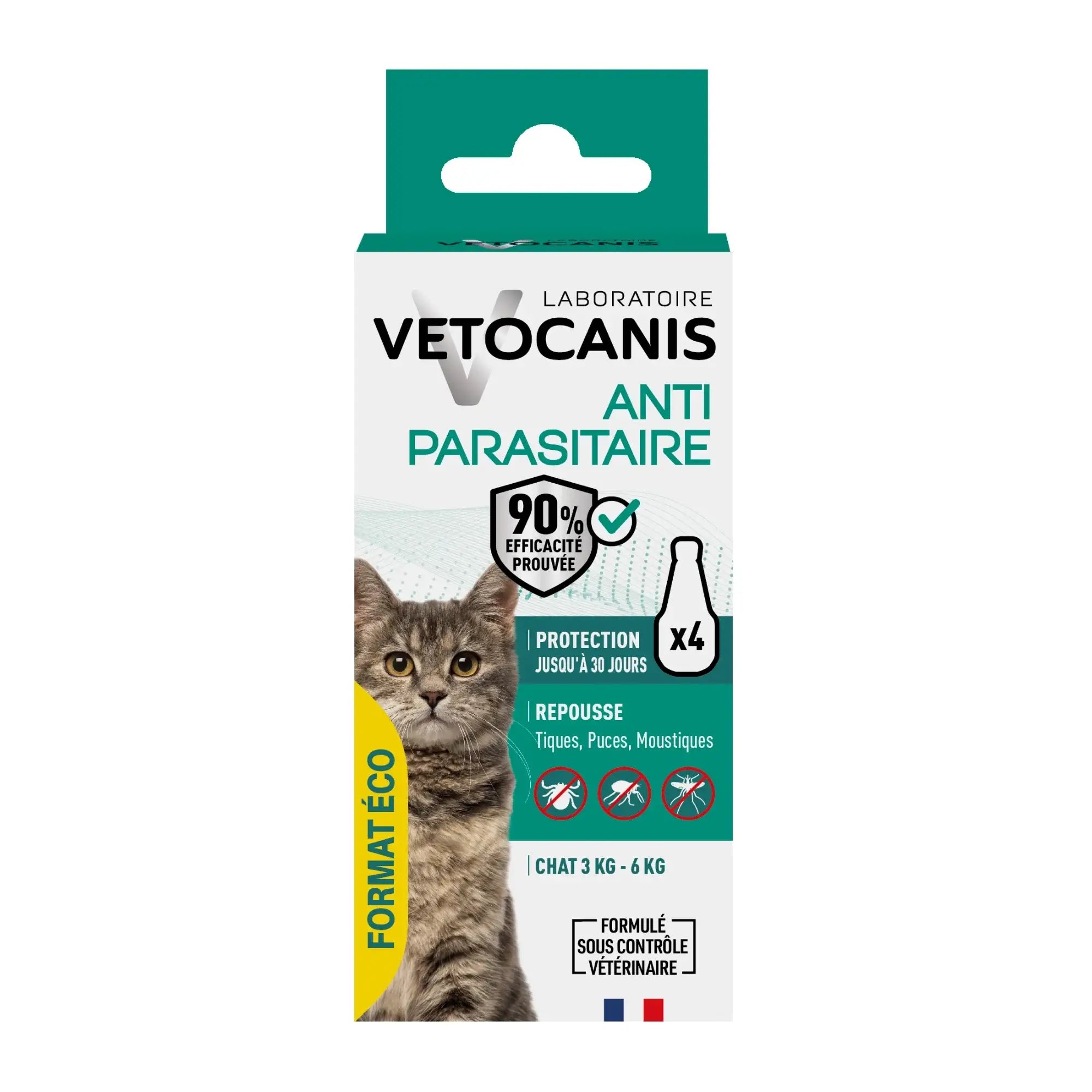 Pipettes Anti-Parasitaire, Anti-Puces Anti-Tiques Anti-Moustiques Répulsives pour chat 