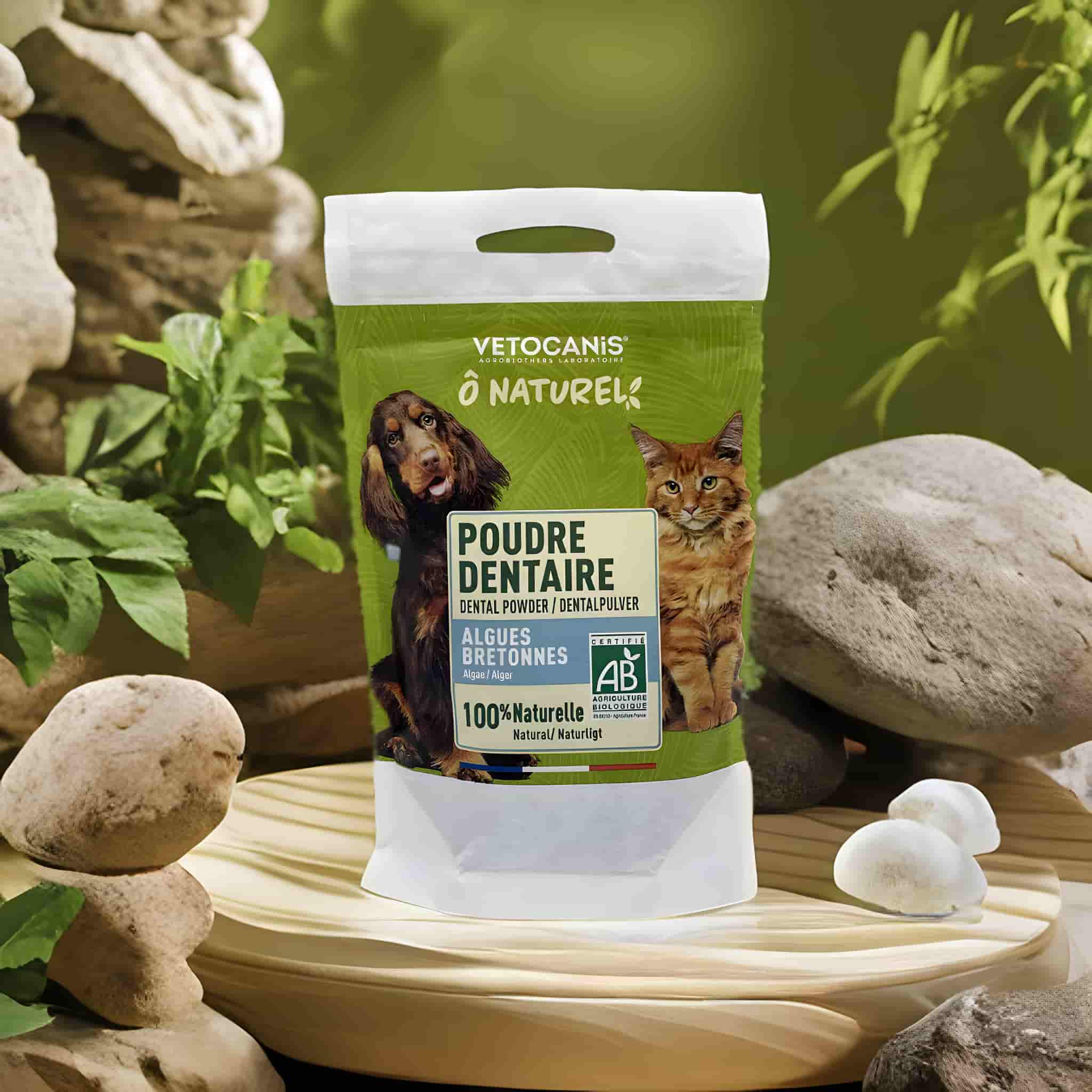 Poudre dentaire 100% naturelle chien chat Vetocanis