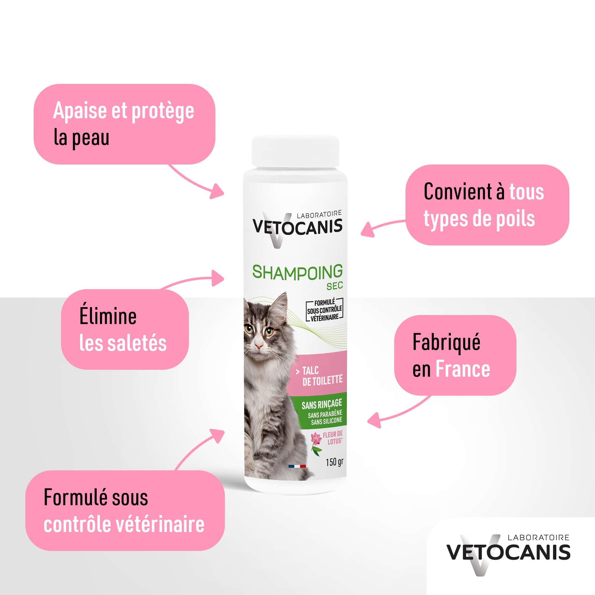 shampoing sec pour chat caractéristiques avantages 