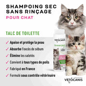 shampoing sec pour chat chaton talc de toilette sans rinçage