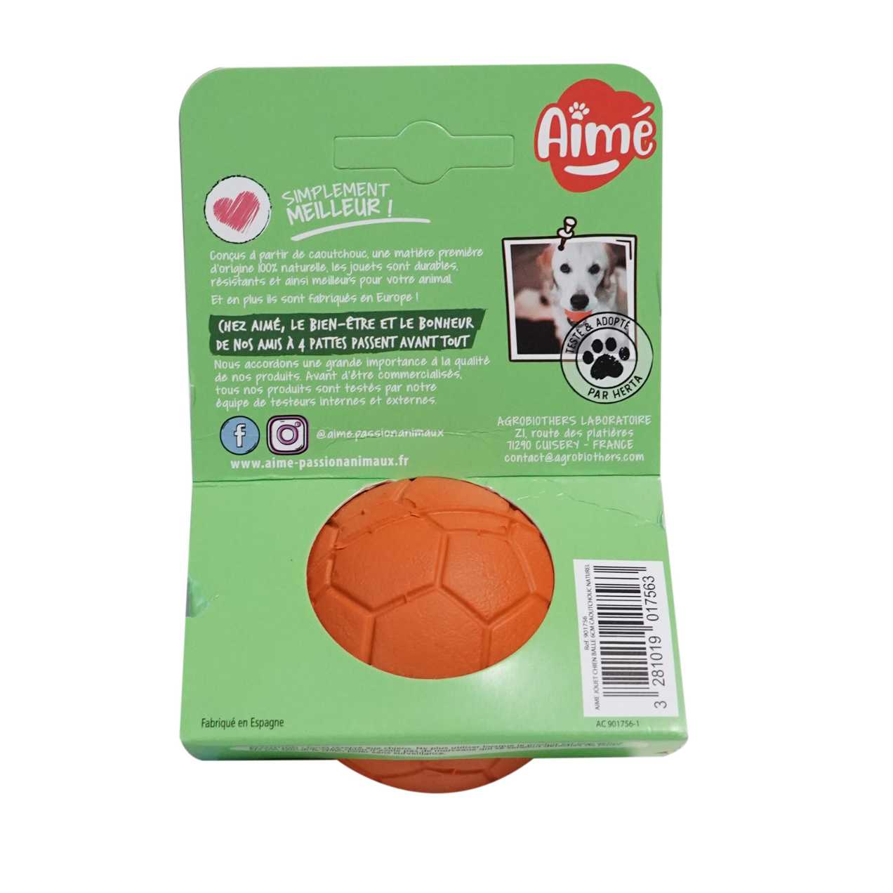 Balle en caoutchouc naturel Chien