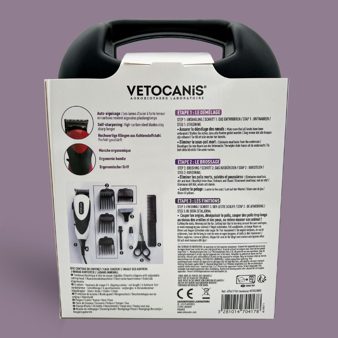 dos pack tondeuse électrique chien vetocanis