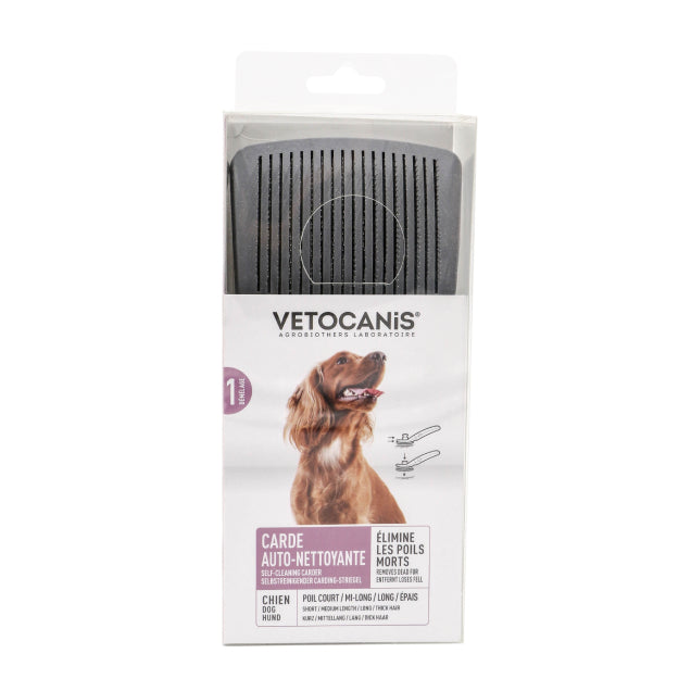 Brosse Carde Rétractable Autonettoyante pour Chien vetocanis