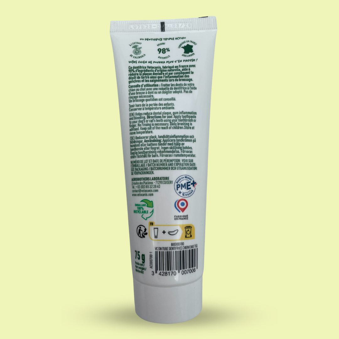 dentifrice naturel chien chat Vetocanis dos produit