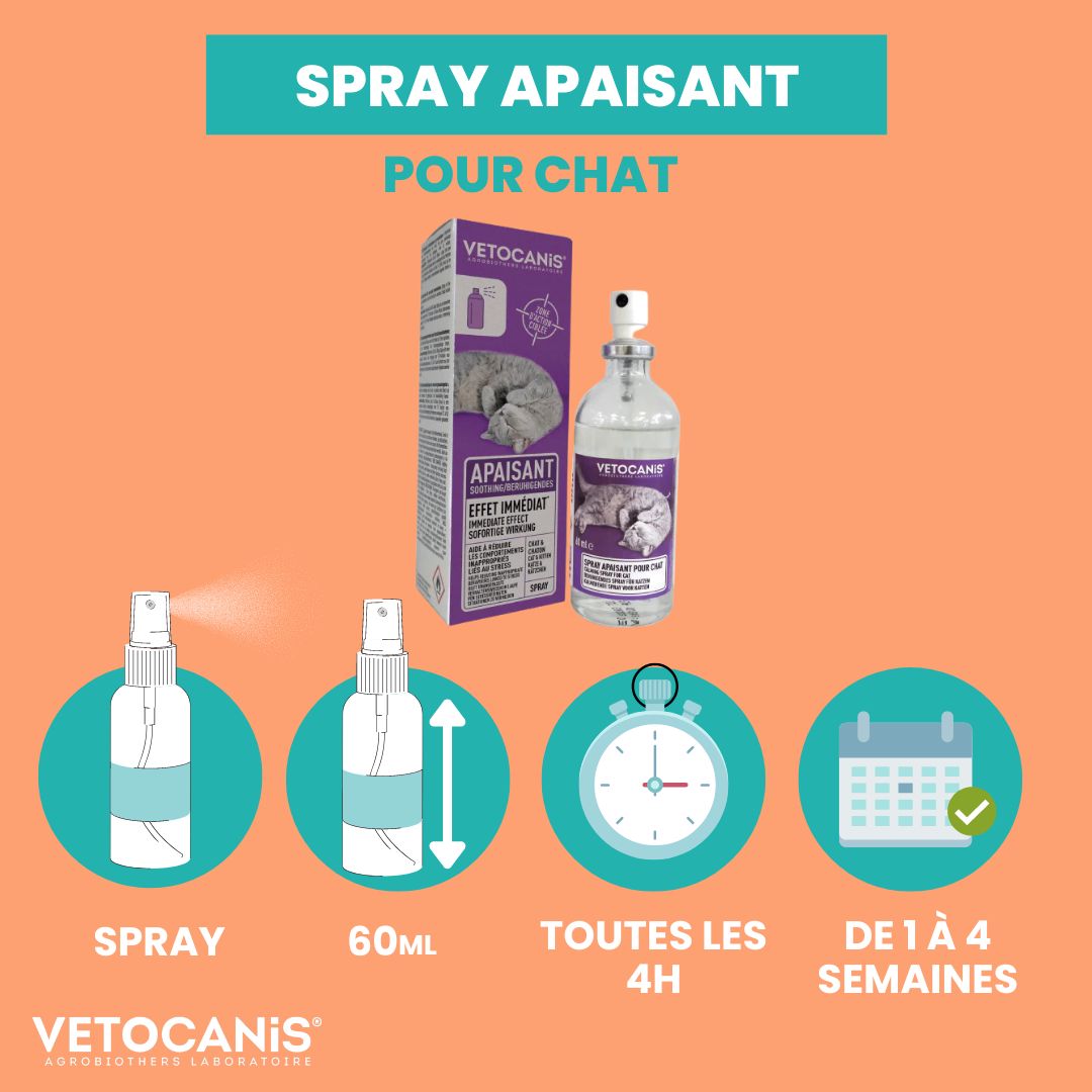 Spray anti stress apaisant pour Chat, Effet Immédiat – Vetocanis