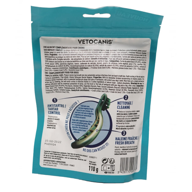Friandises anti-tartre sans sucres sans céréales pour chien vétocanis