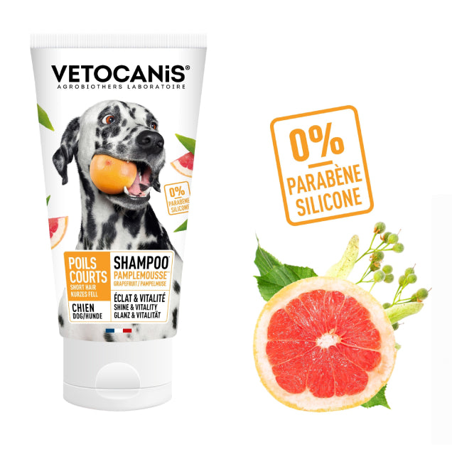 Shampoing Poils Courts pour Chien, Pamplemousse. 300ml - vetocanis