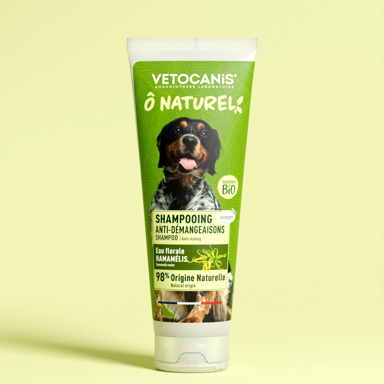 Shampoing Anti-démangeaisons Chien, à l'eau florale d'Hamamélis bio - vetocanis